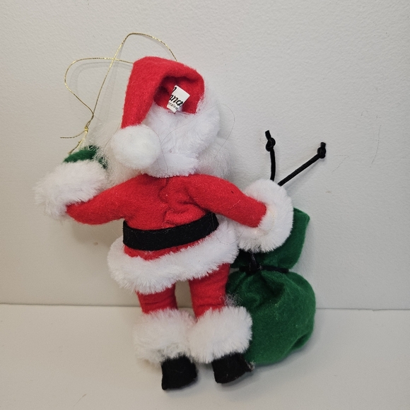 Annalee Santa Claus Christmas doll ornament Stuffed felt green bag 2016 - Picture 3 of 8
